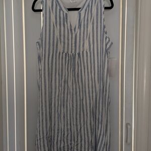 Siren Lily Blue & White Striped Midi Dress Sz XL New Fully Lined